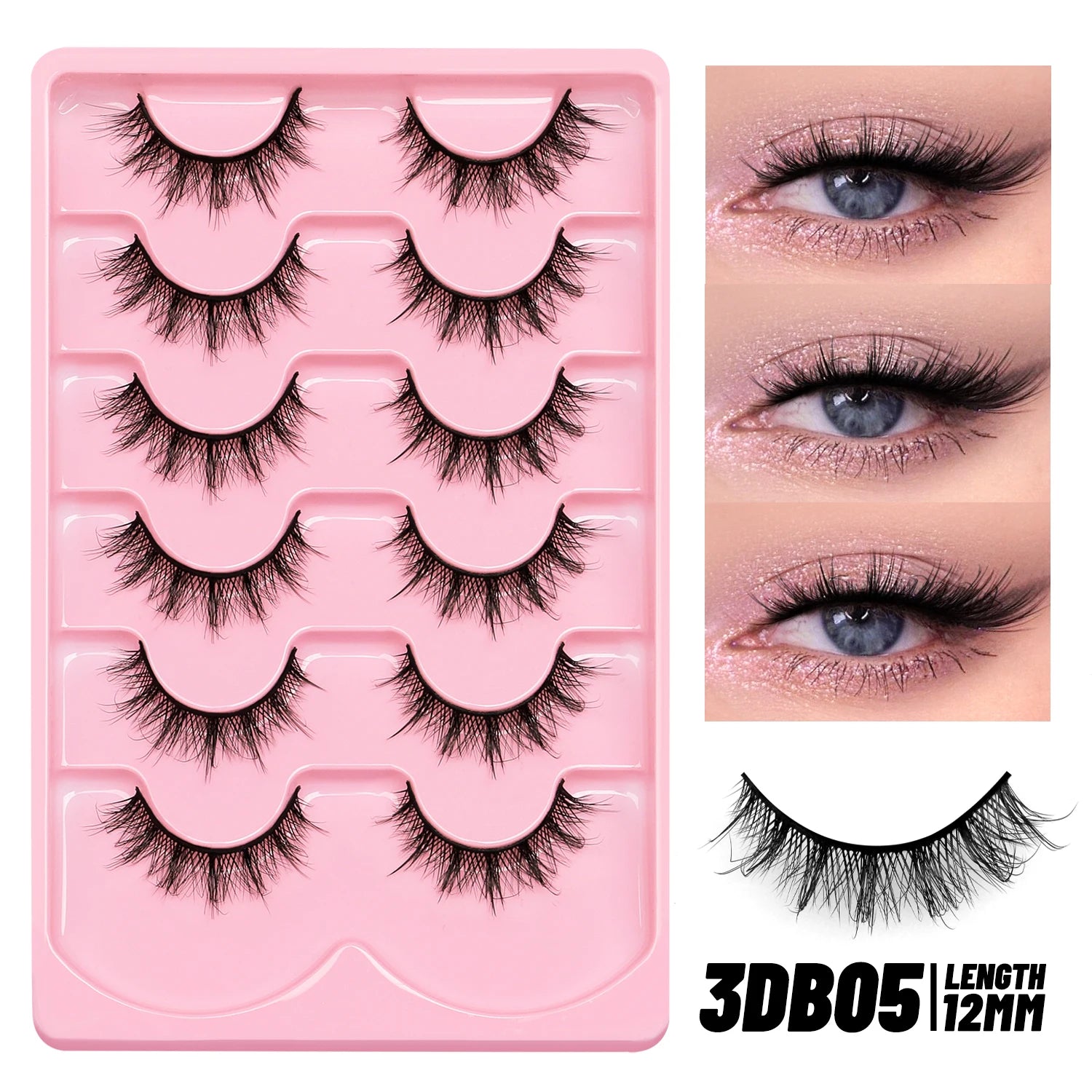 GROINNEYA Fluffy Eyelashes 3D Mink False Lashes Fluffy Soft Cross Manga Lashes Wispy Volume Mink Lashes Dramatic Makeup