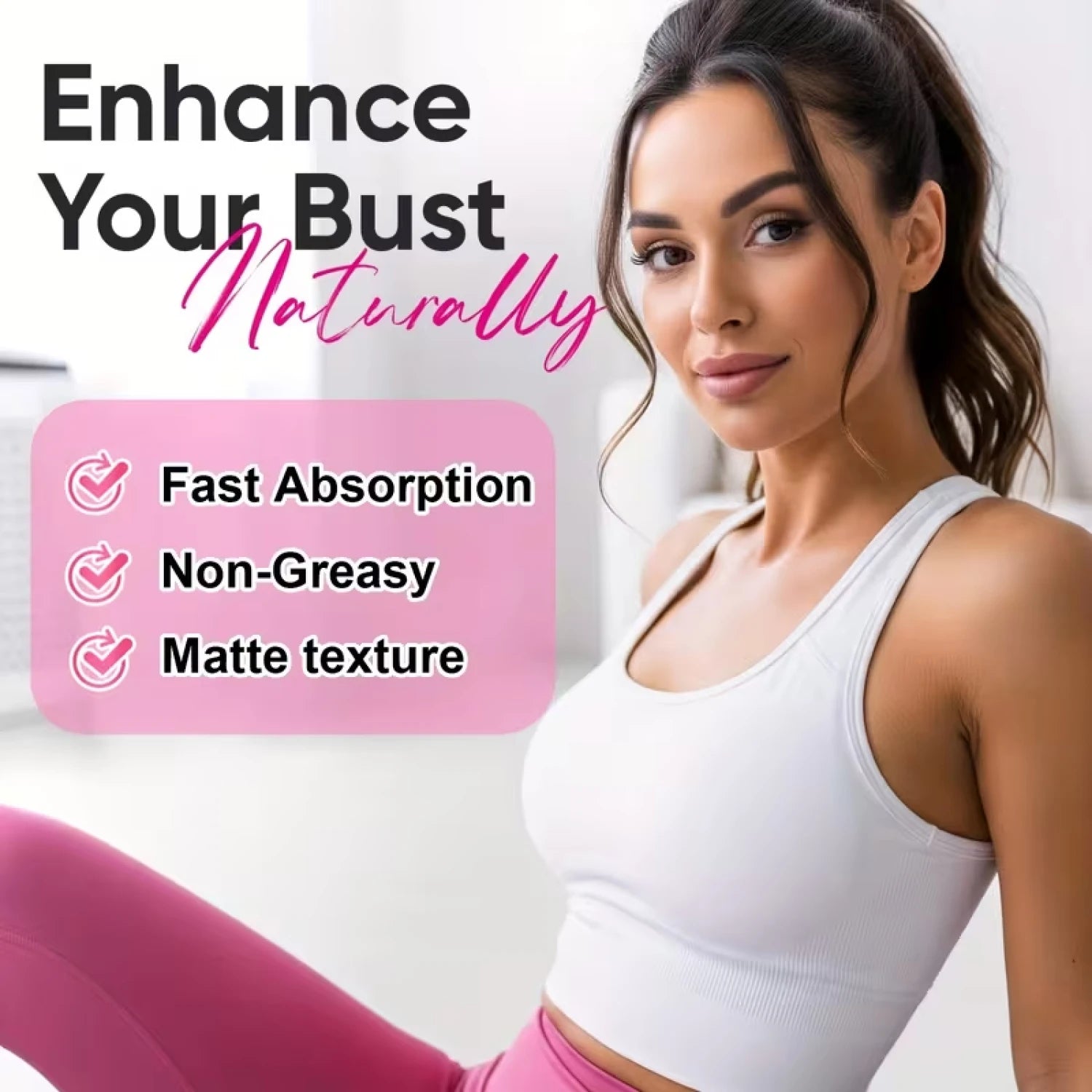 Breast Firming Cream with Collagen & Hyaluronic Acid, Moisturizes & Tightens, Body Shaping, Shea Butter, Botanical Extracts.