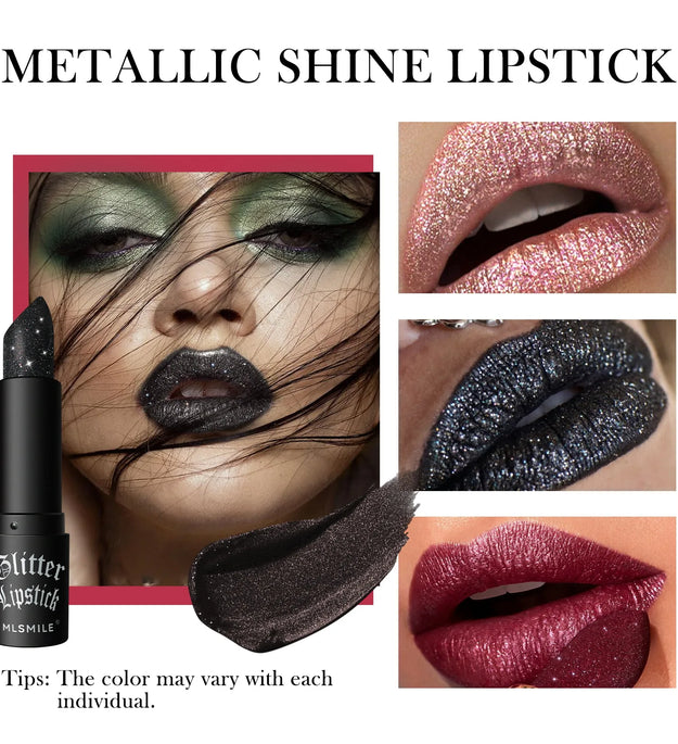MLSMILE Multi-Color Non-stick Cup Matte Lipstick Flash Lasting Easy Color Diamond Lipstick Dark Halloween Look