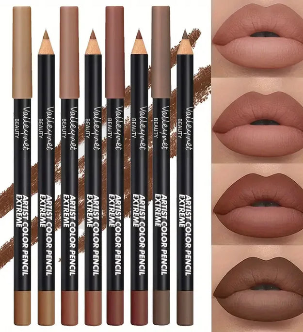 4pcs/Set lip liner set and eyeliner set Nude Brown Collection Long-lasting Matte Waterproof Lipstick Set Women'S Lip Cosmetics