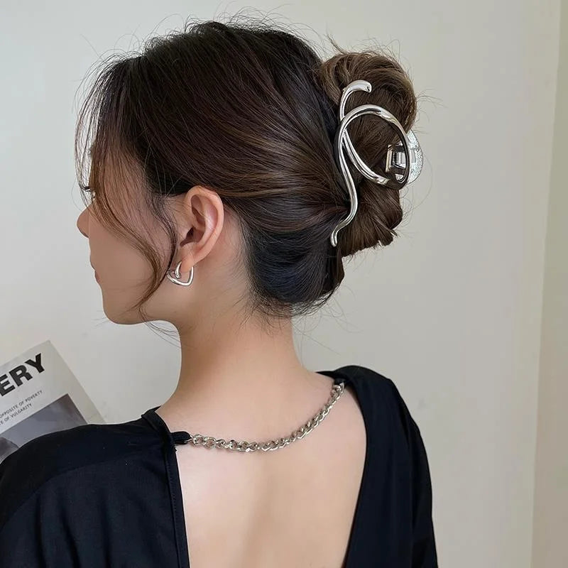 Fashion Elegant Gold Color S-shaped Metal Hairpins Hair Claw For Women Girls Korean Hair Clips Ponytail Clip Hair Accessories