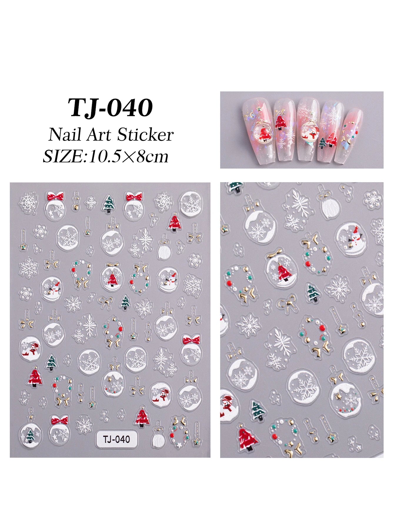 1/2pcs Winter Christmas Ball Snowflake Nail Stickers 5D Relief White Hollow Christmas Celebration Nail Stickers Decorations