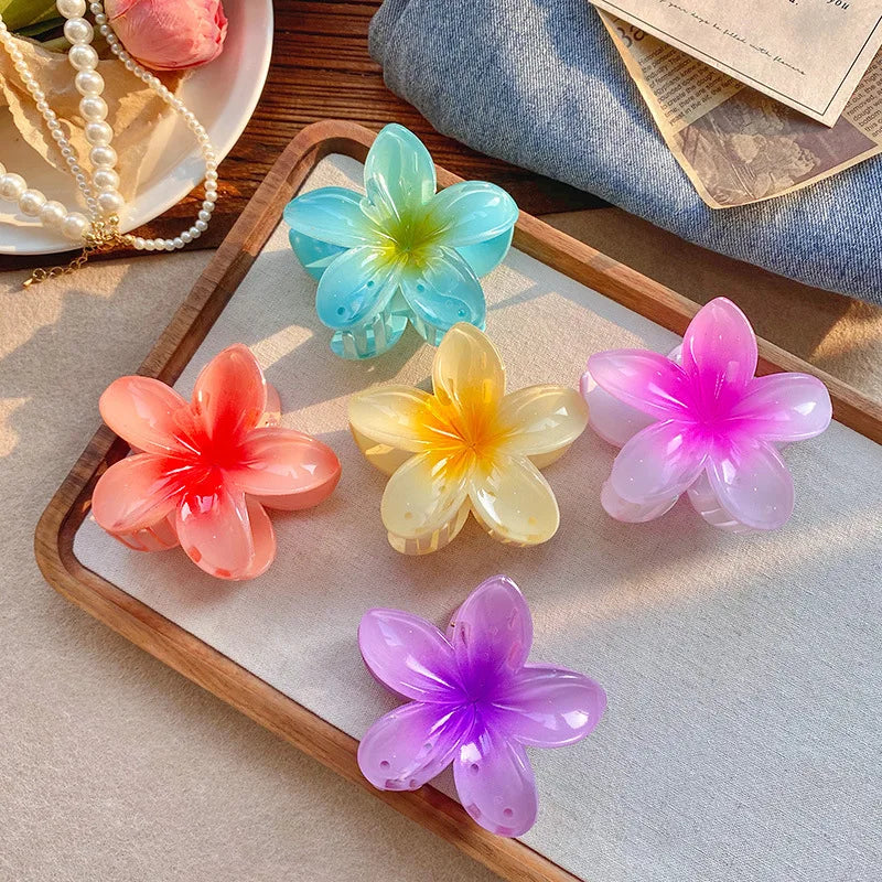 Five-petal flower Summer Super Fairy Vacation style frangeria Grab clip Shark Clip Acrylic flower hair grab hair accessories bac - BlissFully