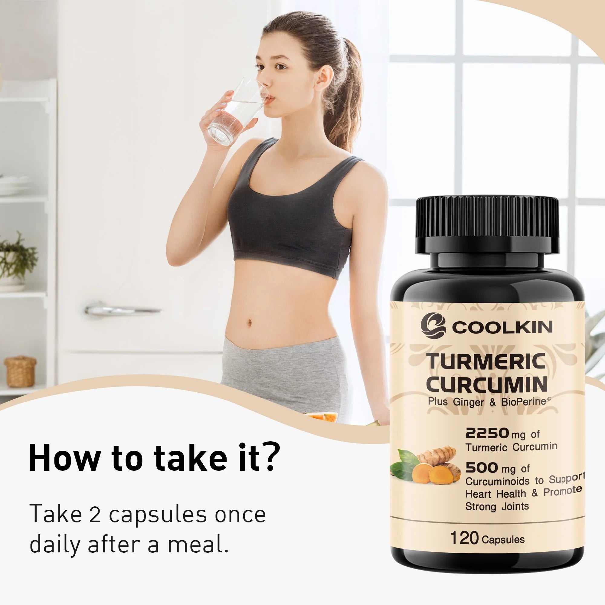 Turmeric Curcumin - with 95% Curcumin, Bioperine - Promotes Optimal Absorption,Immune Support and Joint - 120 Capsules