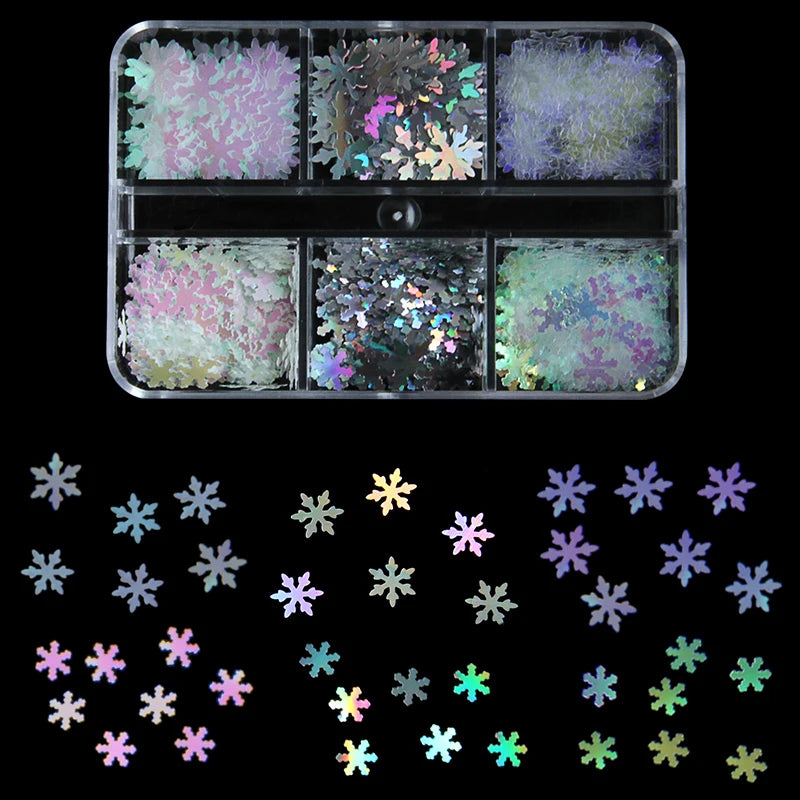 6Grids Holographic Square Nail Art Glitter Sequins Laser Ball Decoration Flakes Manicure Nails Supplies Professional Accessories