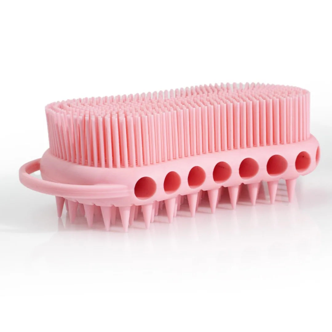 Soft Back Scrubber Brush Silicone Skin Massager Bath Shower Scrubbing Brush with Handle Body Wash Exfoliating Scrub Bath Supplie