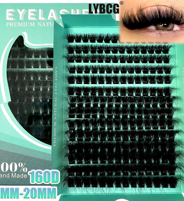 160D 8-20mm 5D Fluffy Thick Soft Individual DIY Clusters Eyelash Extension D Curl 280pcs Natural Segmented Eyelash Makeup Tools