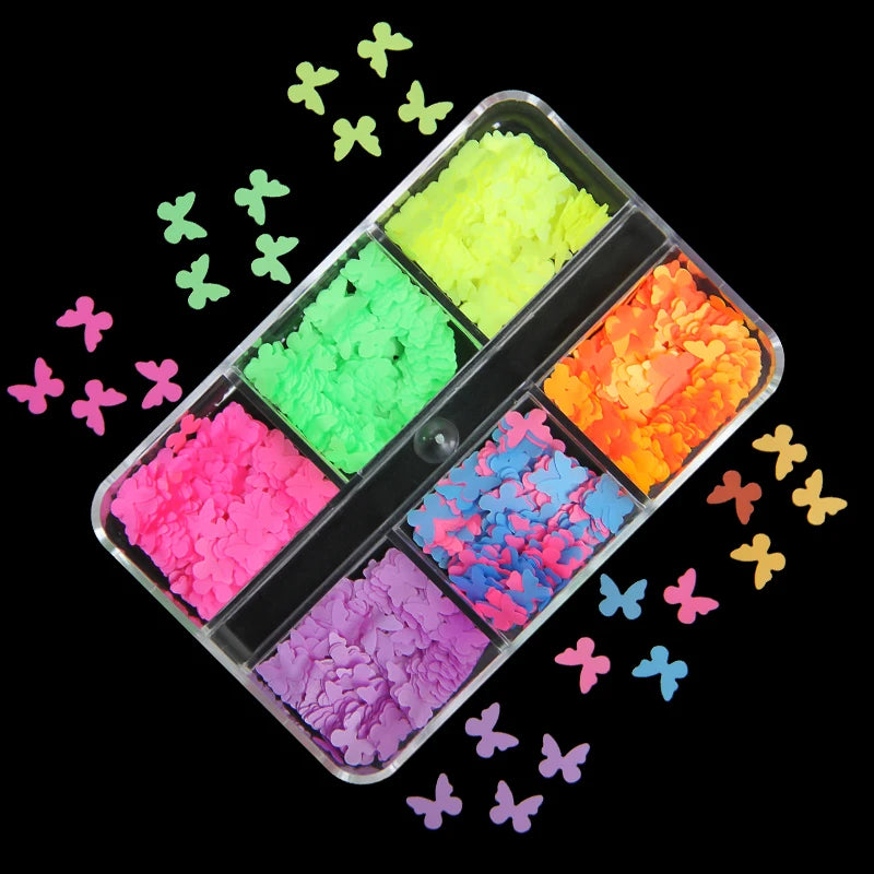 6Grids Holographic Square Nail Art Glitter Sequins Laser Ball Decoration Flakes Manicure Nails Supplies Professional Accessories