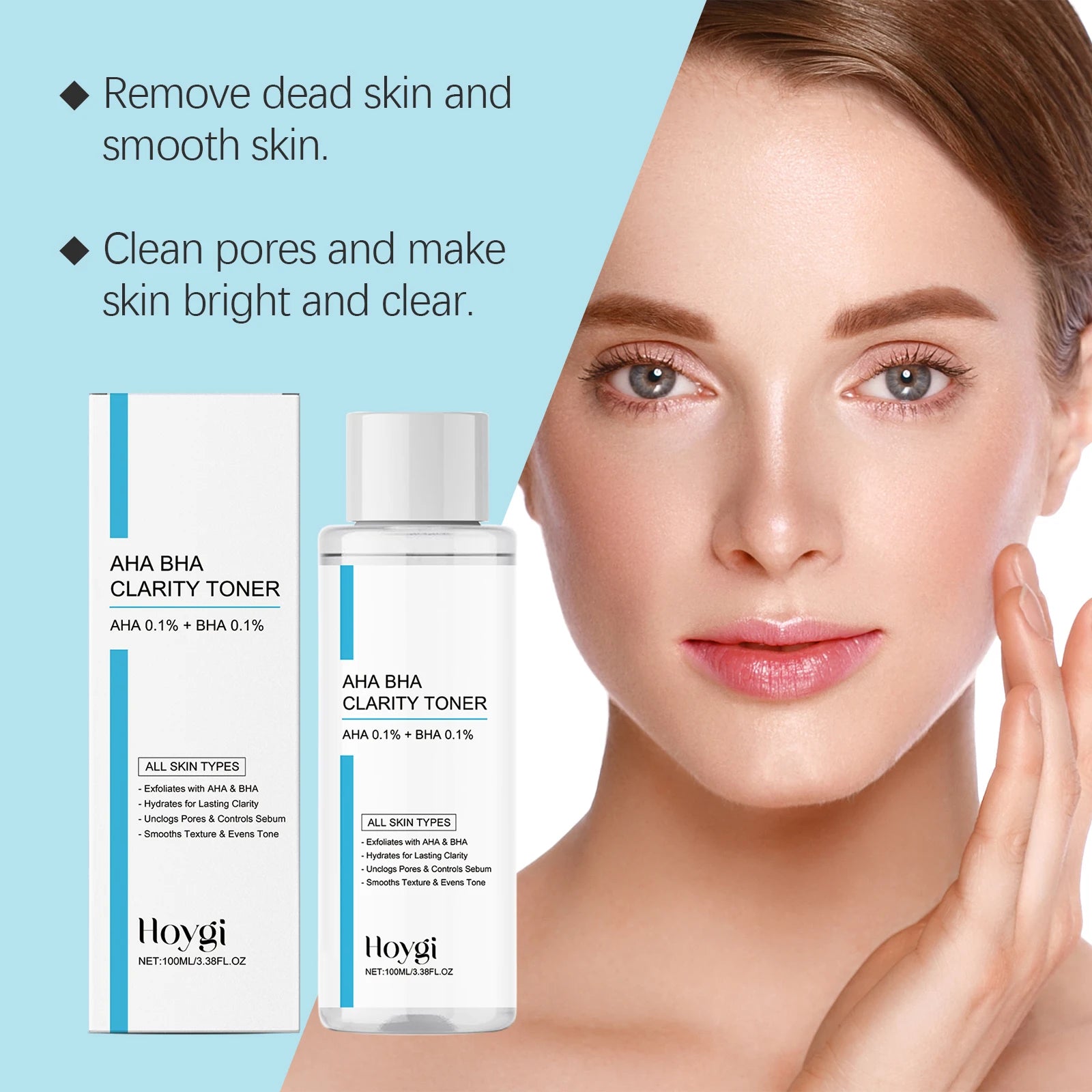 AHA BHA Toner Gentle Exfoliating Toner for Oily Skin Pore Refining Soothing Hydrating Facial Essence Daily Oil Control Skincare