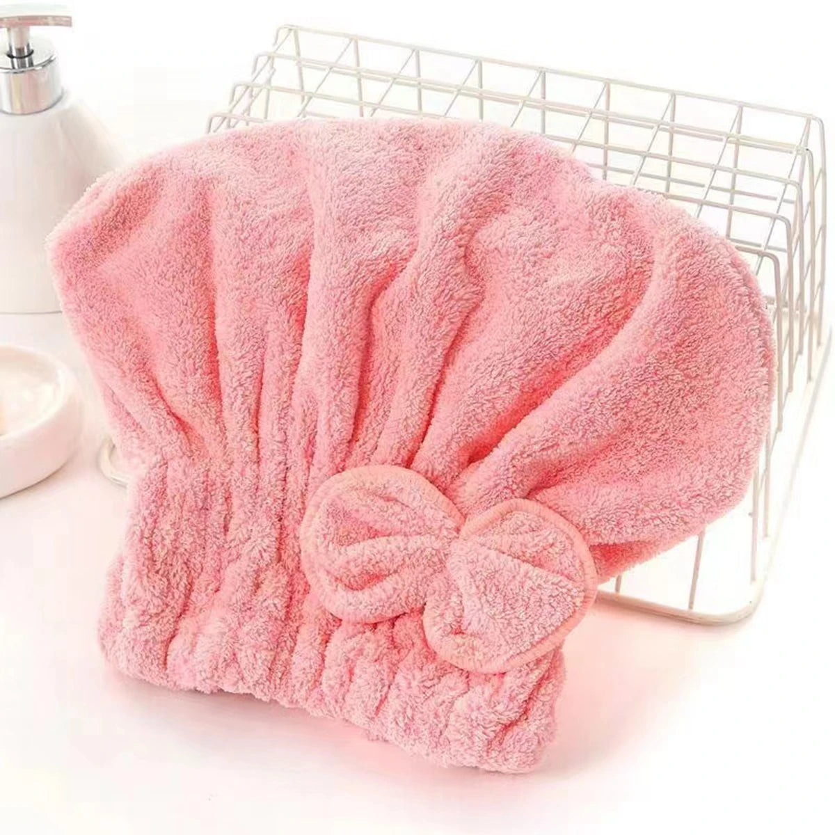 1Pc Microfiber Hair Drying Towels Head Wrap with Bow-Knot Shower Cap Hair Turban HairWrap Bath Cap for Curly Long Wet Hair Gift - BlissFully