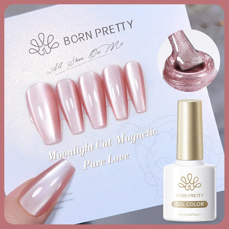 BORN PRETTY 10ml Dark Red Cat Magnetic Gel Nail Polish for Winter Nails DIY Jelly Glass Silver-Light Varnis Semi Permanent