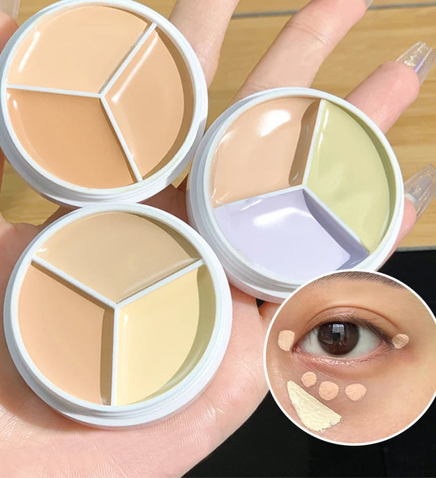 XIXI Pure Holding Makeup Three Color Concealer Spot Acne Print Repair Foundation Dark circles are not easy to stick powder