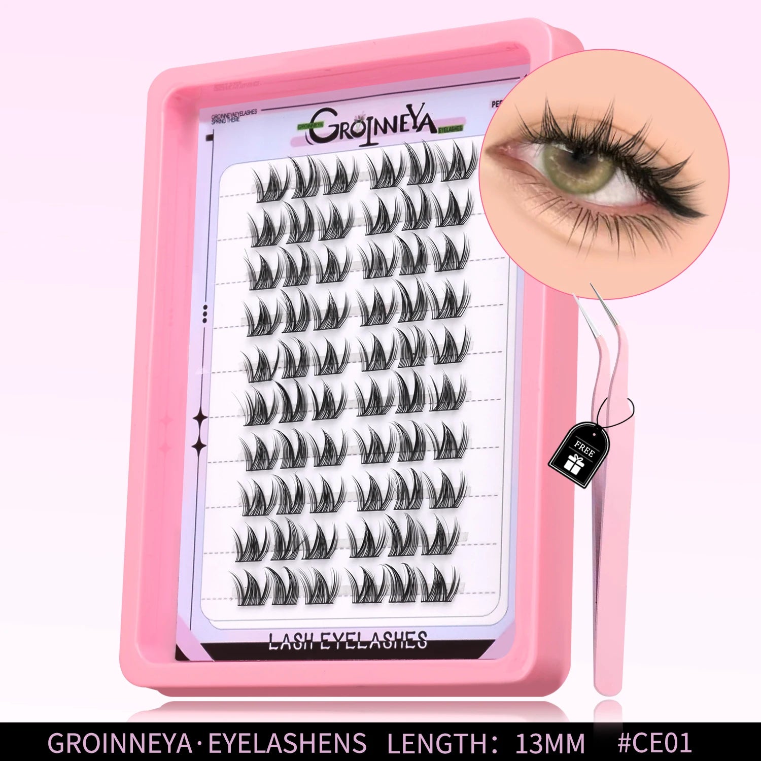 GROINNEYA Natural Cluster Lashes Manga Lashes Soft Cross Wispy Individual Cluster Eyelashes Extension Makeup
