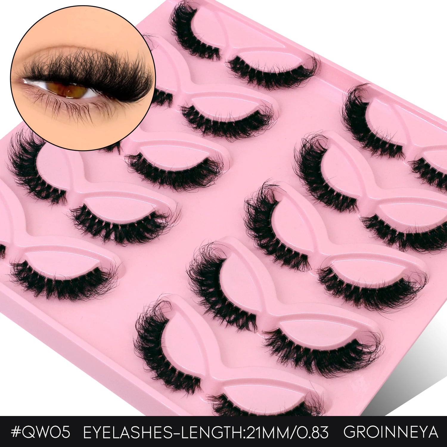 GROINNEYA Fluffy Cat Lashes 3D Faux Mink Lashes Soft Full Thick Eyelashes Wispy False Eyelashes Curly lashes wholesale lashes