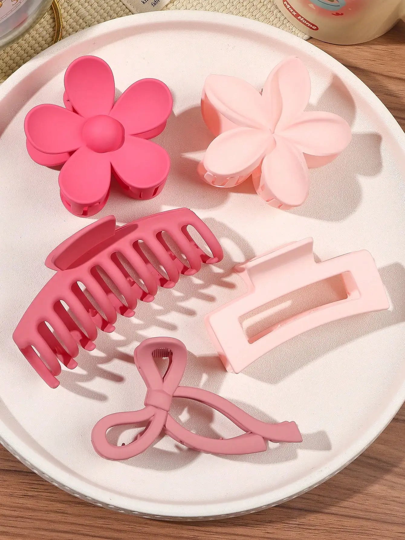 5 Pcs Big Matte Hair Claw Clips Set for Women Girls Mixed Colors Shapes Thin Thick Curly Hair Strong Hold Jaw Clips Banana Clips
