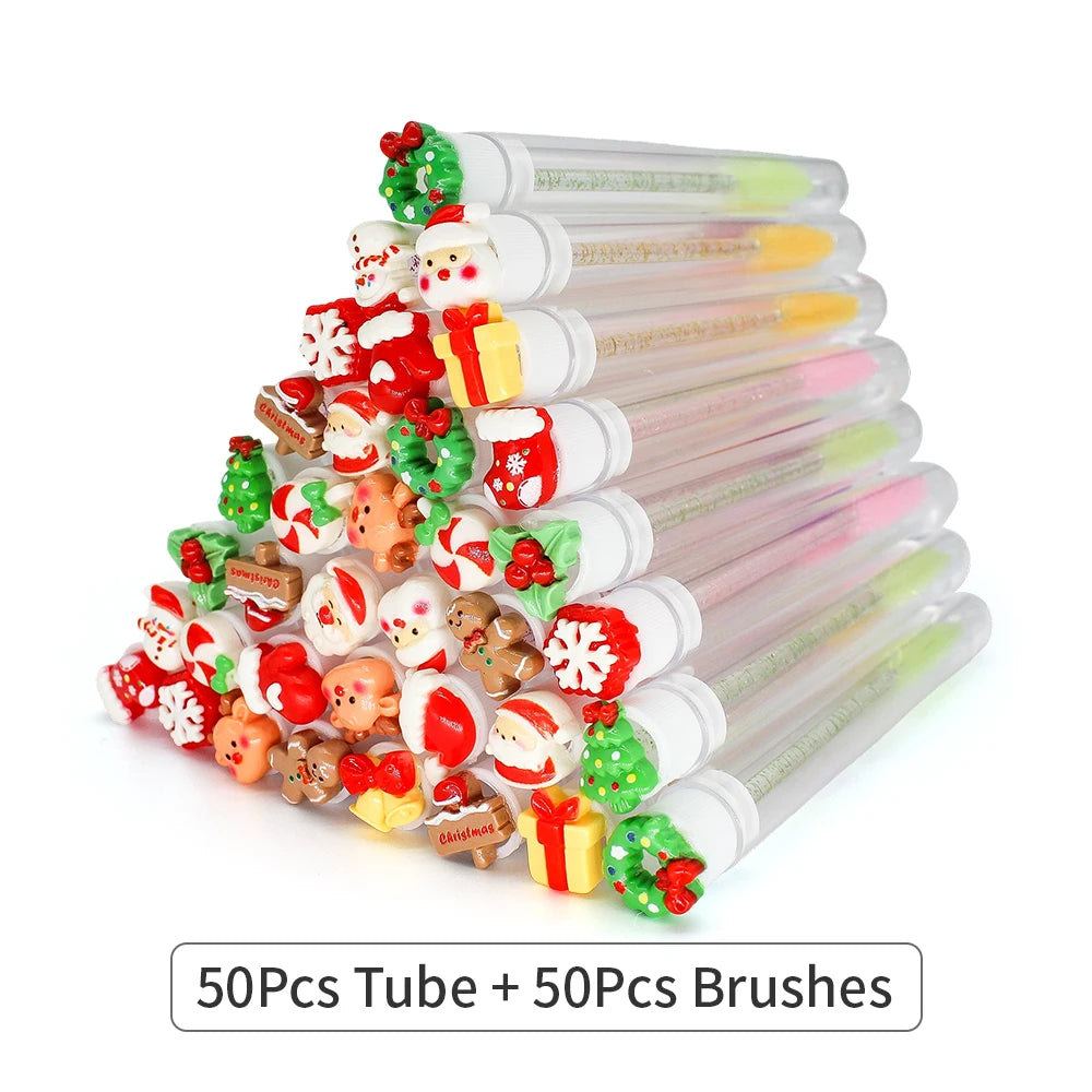 Christmas Eyelash Brush Tubes With Lash Reusable Mascara Wands Replaceable Makeup Applicators Dust-proof Lash Extension Supplies