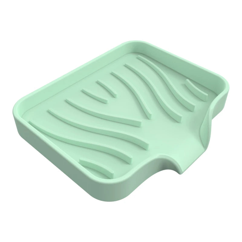 Silicone Soap Dish for Bathroom Self Draining Soap Bar Holder Kitchen Sink Soap Dish Sponge Drain Pad Countertop Soap Dispenser