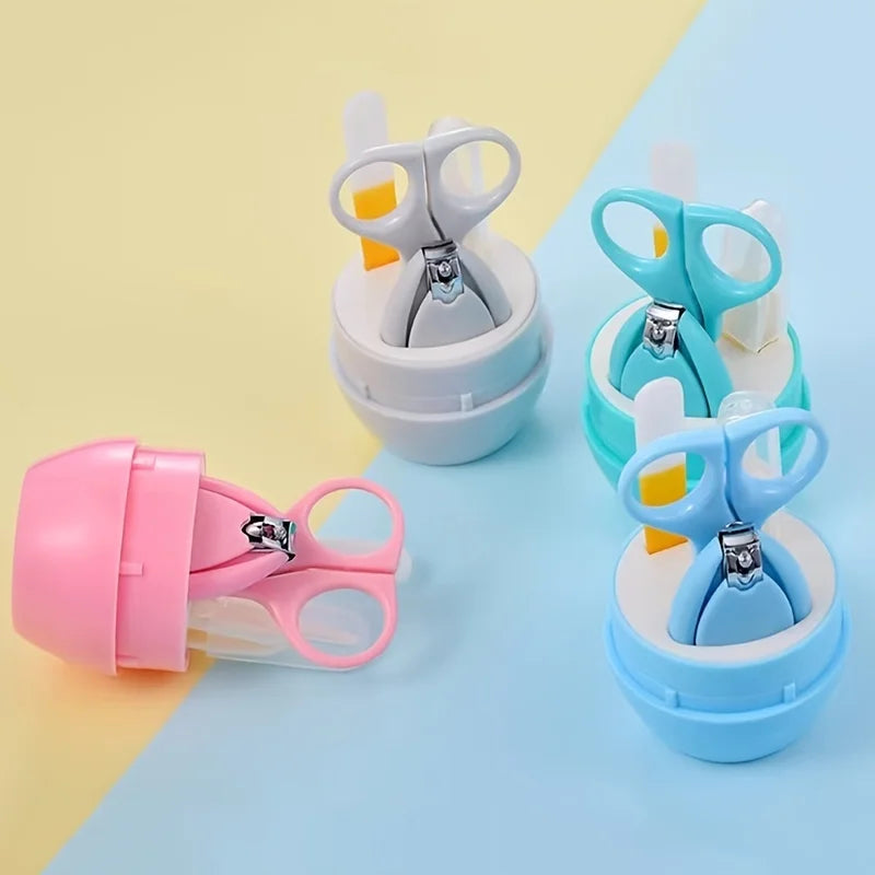 4pcs Infant Baby Clipper Nail Set, Baby Grooming Kit, 4-in-1 Baby Care Set, Baby Nail Clipper, Scissors, Nail File, Tweezer