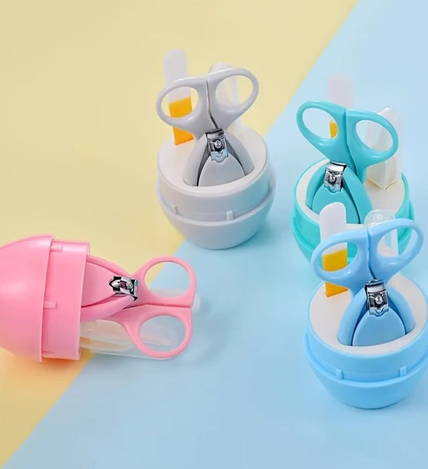 4pcs Infant Baby Clipper Nail Set, Baby Grooming Kit, 4-in-1 Baby Care Set, Baby Nail Clipper, Scissors, Nail File, Tweezer