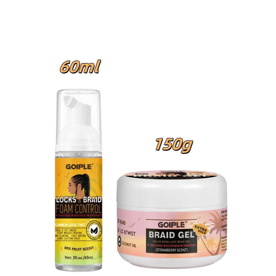 GOIPLE 60ml Braid Mousse for African Women Extra Hold Control Gel for Braiding Twist Locs High Shiny Moisturize Styling Products