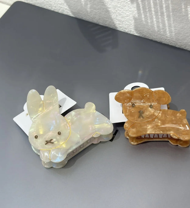 Refreshing World Rabbit Hair Claw Cute Bunny Dog Ins Style Acetate Strong Hair Claw Clips Hair Accessories for Women Girls