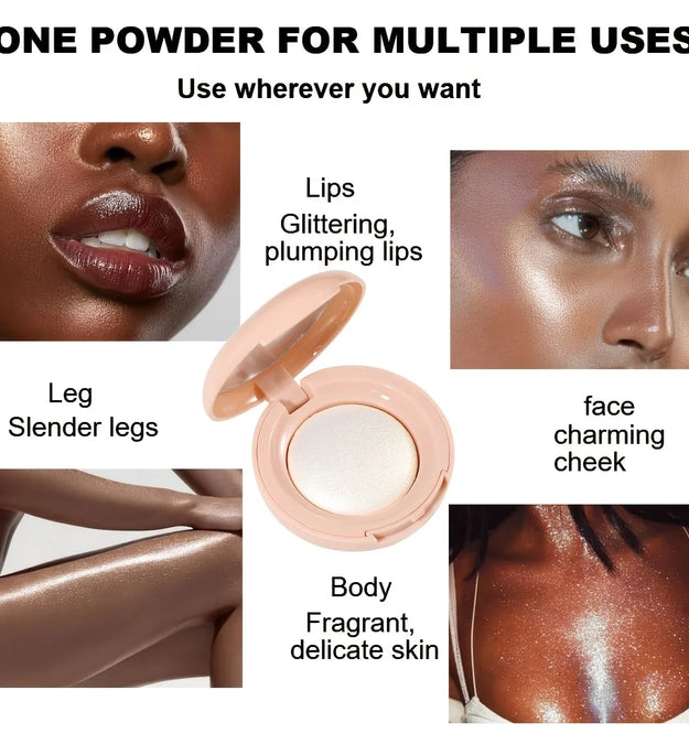 Face Highlighter Palette, High Glossy Face Illuminator Palette, Natural Glow Finish, Pearl Shimmer Smooth Baked Powder