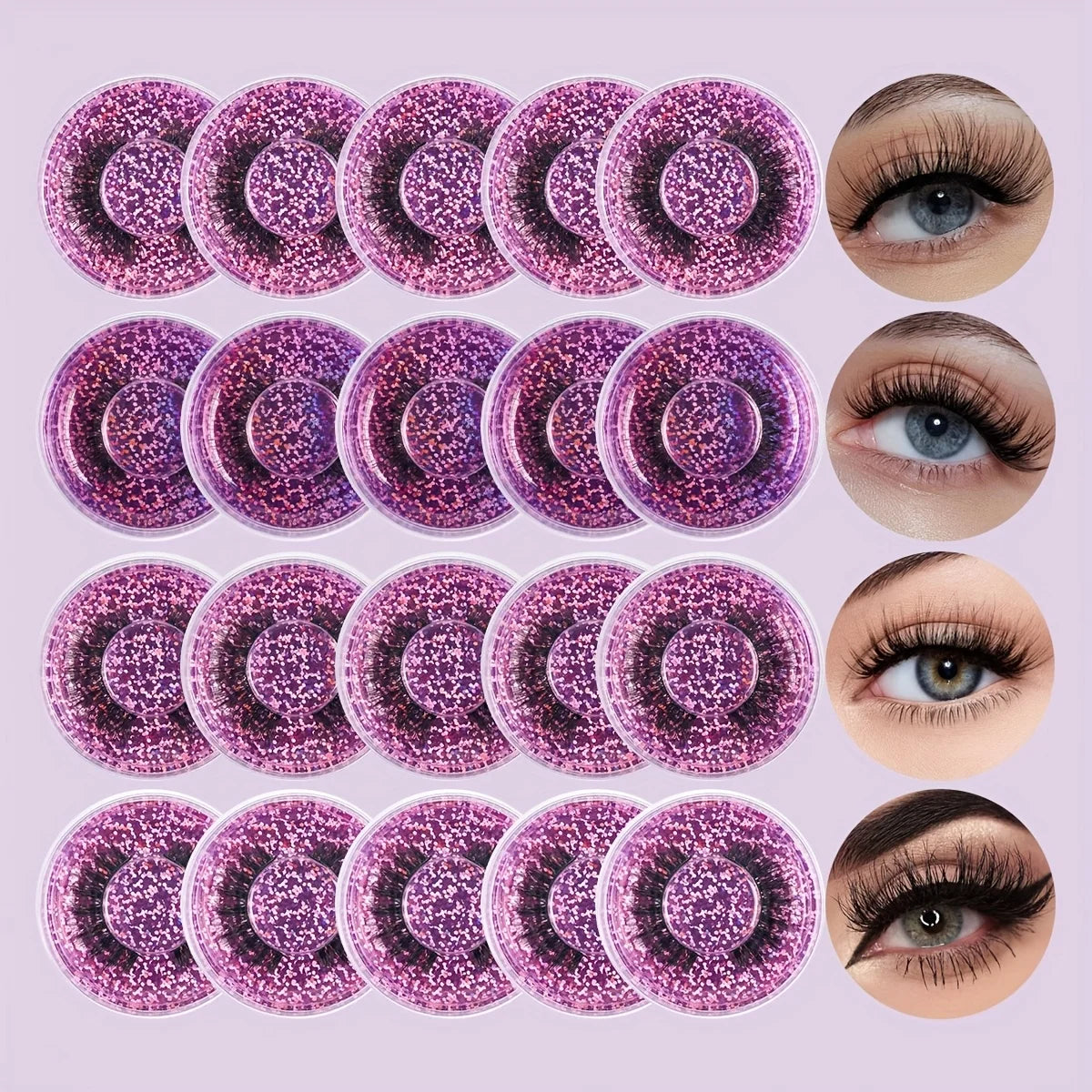 20 Pairs 4 Styles Wispy Faux Mink False Eyelashes Mixed Dramatic Thick Curled Fluffy Strip lashes Multipack for Eyes Makeup Sets