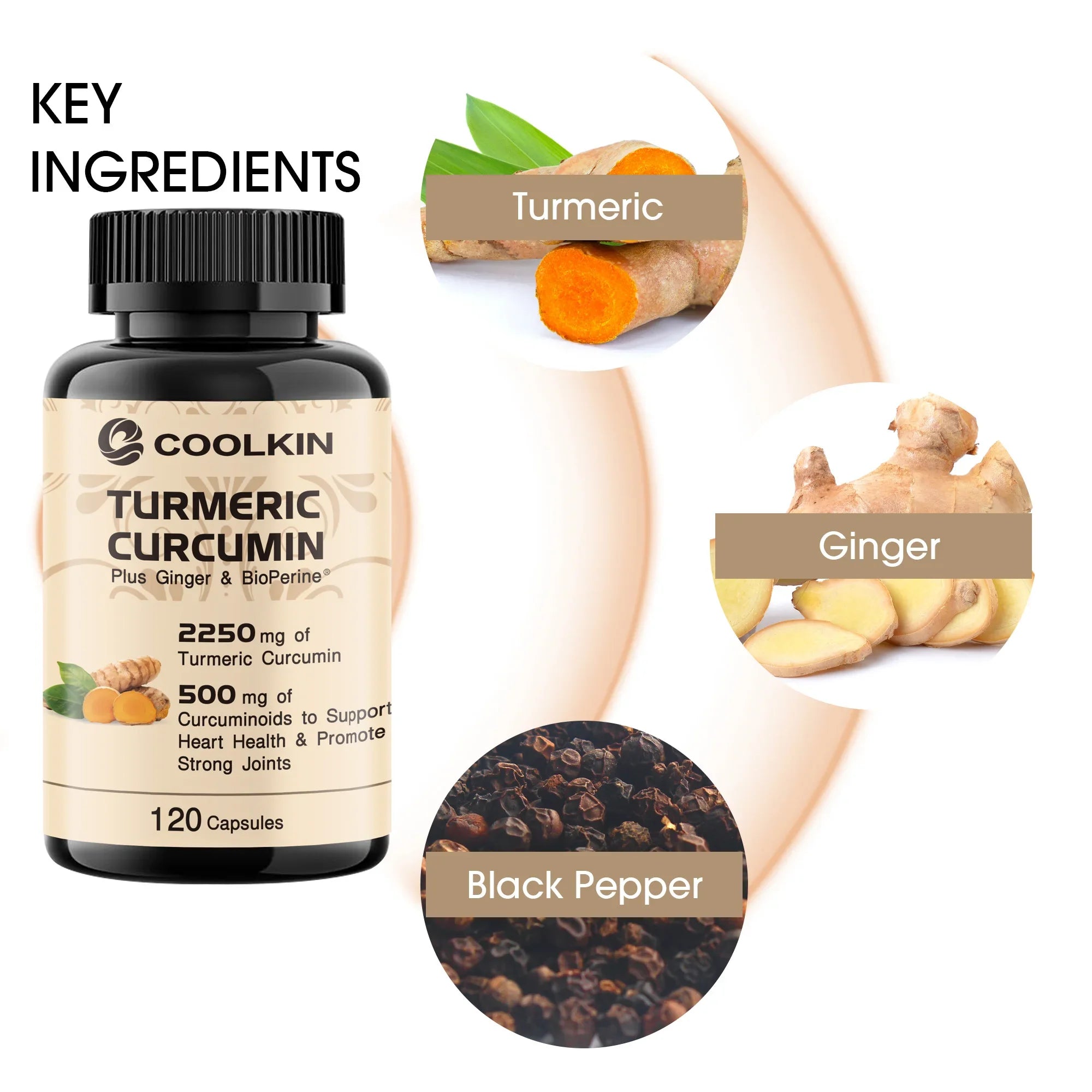 Turmeric Curcumin - with 95% Curcumin, Bioperine - Promotes Optimal Absorption,Immune Support and Joint - 120 Capsules