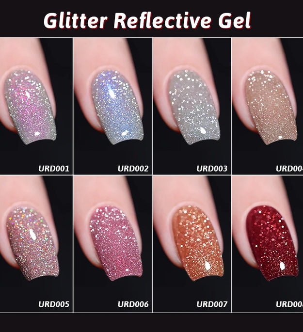 UR SUGAR 15ml Sliver Reflective Nail Gel Polish Shining Glitter Semi Permanent Soak Off UV Gel Sparkle Effect Nail Art Manicure