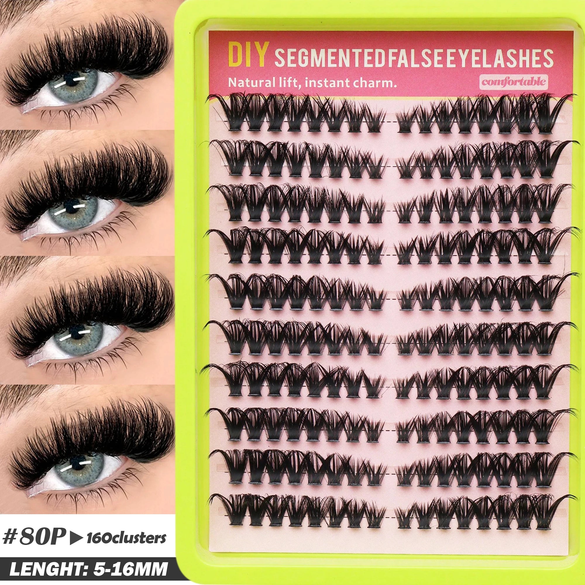 80 cluster Brown Fox Eye Tail False Eyelash wedding party and dates eyelashes  for daily makeup