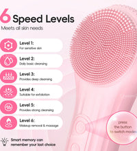 Electric Sonic Waterproof Facial Cleansing Brush Rechargeable Hot compress Deep Pore Cleaner Silicone Cleanse Skincare Device - BlissFully