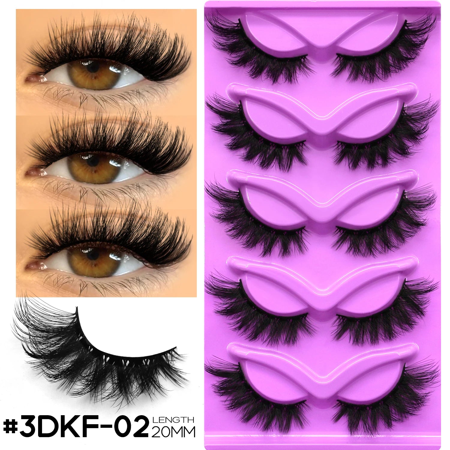 GROINNEYA Fluffy Cat Lashes 3D Faux Mink Lashes Soft Full Thick Eyelashes Wispy False Eyelashes Curly lashes wholesale lashes