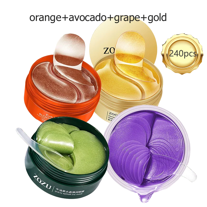 240pcs=120pairs Eye patches Hyaluron Acid & Gold & Seaweed & Black Pearl Hydrating Moisturizing Crystal Collagen Gel Eye Mask