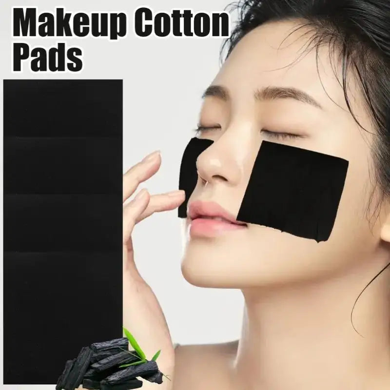 200Pcs Bamboo Charcoal Wet Compress Cotton Pads Disposable Black Makeup Remover Pads Facial Skin Wipe Cleaning Cotton Pads