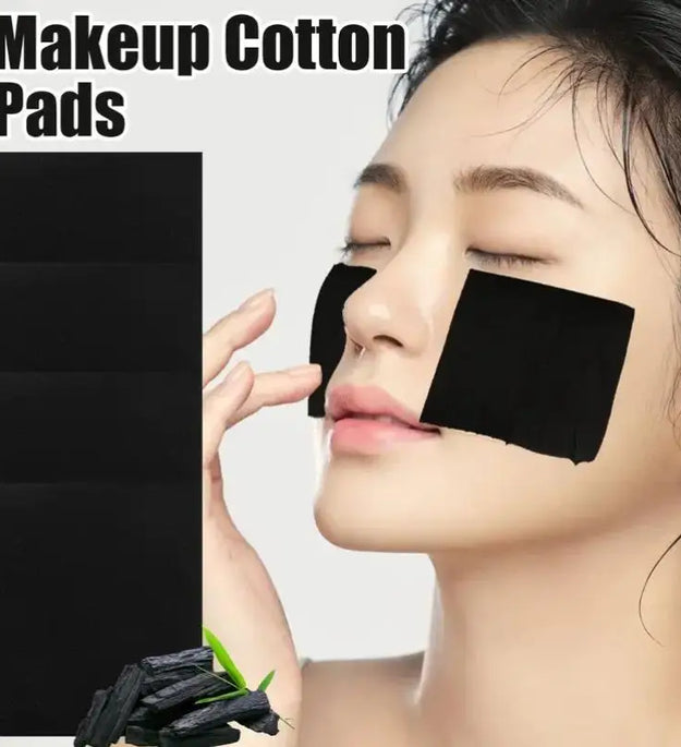 200Pcs Bamboo Charcoal Wet Compress Cotton Pads Disposable Black Makeup Remover Pads Facial Skin Wipe Cleaning Cotton Pads