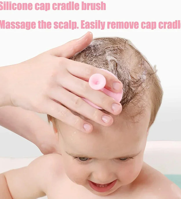 Baby Hair Brush Set for Newborn Toddlers Soft Bristles Silicone Cradle Cap Massaging Brush Infant Hair Care Bathing Soft Comb