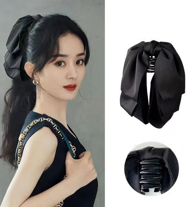 Hot Korean  Big Size Bow Hair Clip Claw Clamp Women  High Ponytail  Barrettes Headwear Girls Women Hair Accessories