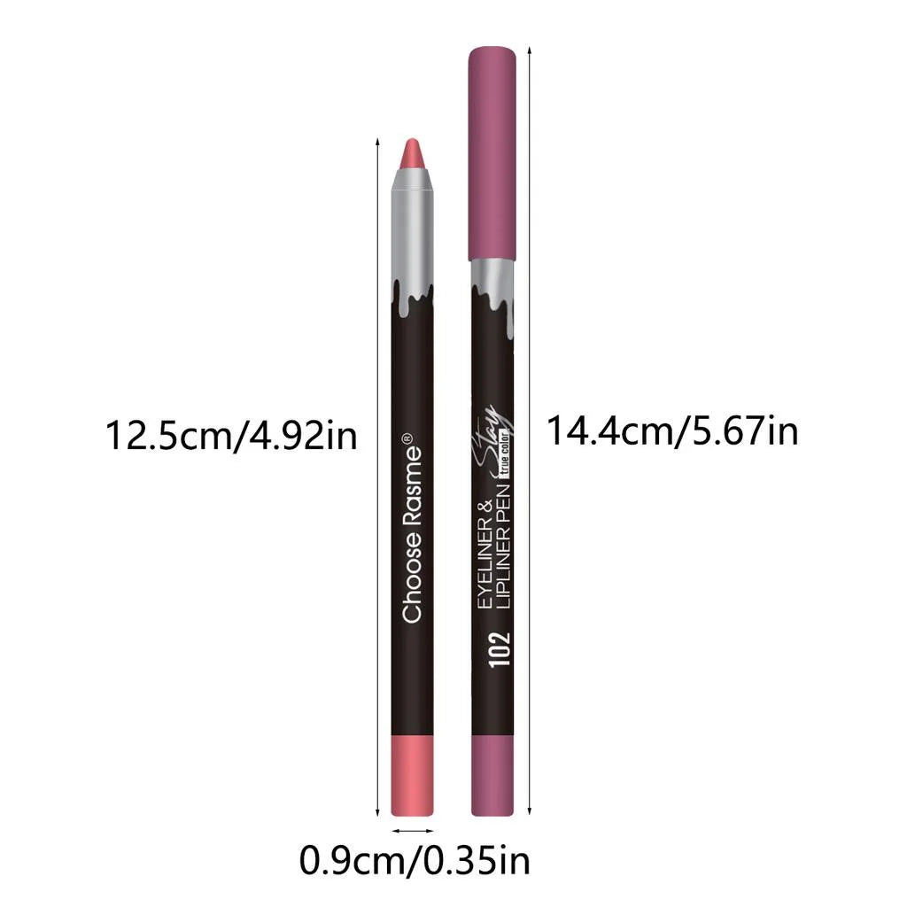 12 color matte lip liner set, lipstick pen in 12 colors, gift set, durable lip makeup
