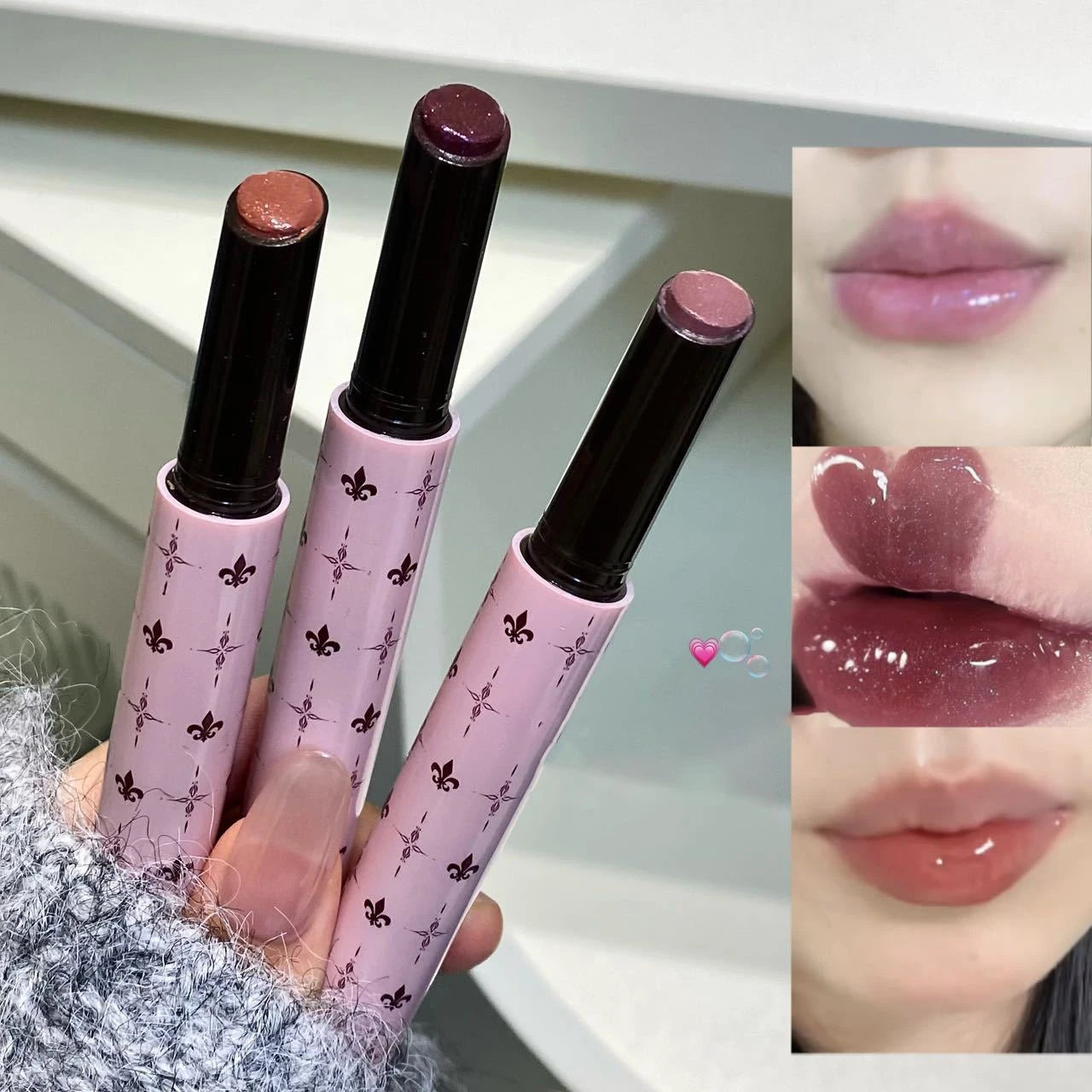 Mulberry Purple Shimmer Lip Jelly Pen Moisturizing Mirror Water Light Solid Lip Gloss Film-forming Non-Fading Gloss Lipstick