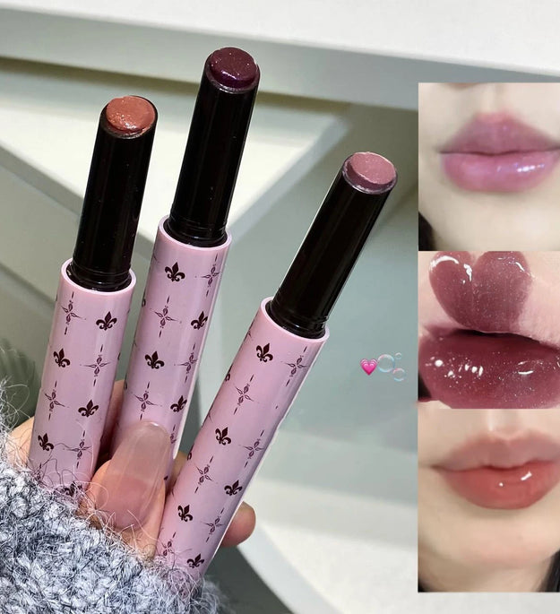 Mulberry Purple Shimmer Lip Jelly Pen Moisturizing Mirror Water Light Solid Lip Gloss Film-forming Non-Fading Gloss Lipstick