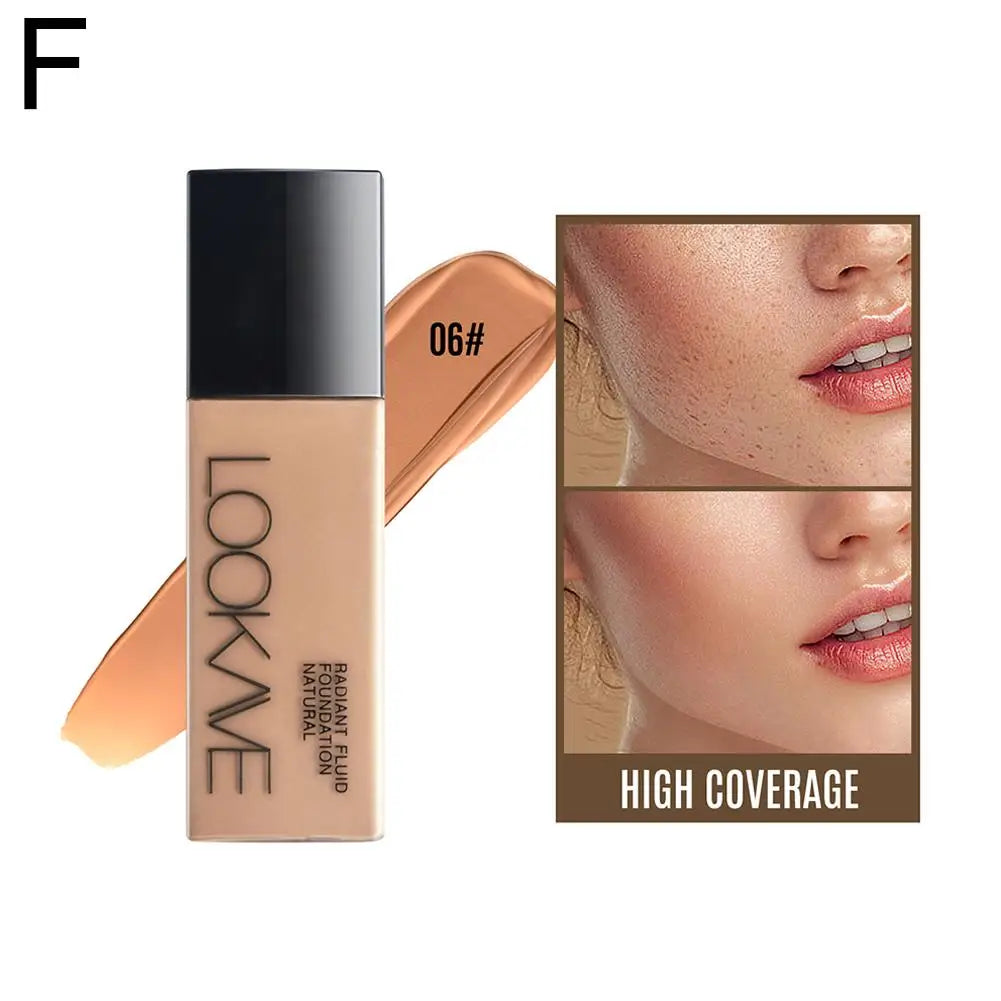 LOOKAVE Liquid Foundation Long Lasting Full Coverage Matte Cream CC Foundation Makeup Concealer Natural Liquid Base Moisturizing