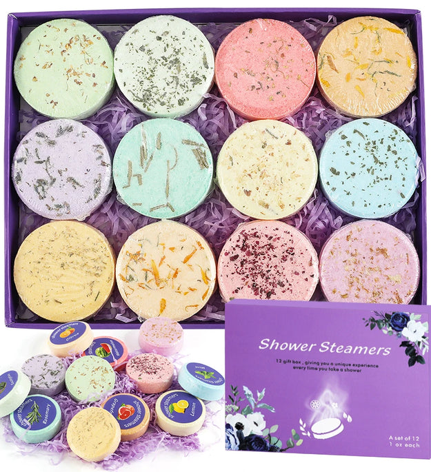 Shower Steamers Aromatherapy - Birthday Gifts for Women, 12 Pack Shower Bombs with Essential Oils. Gifts for Her, Self Care Spa