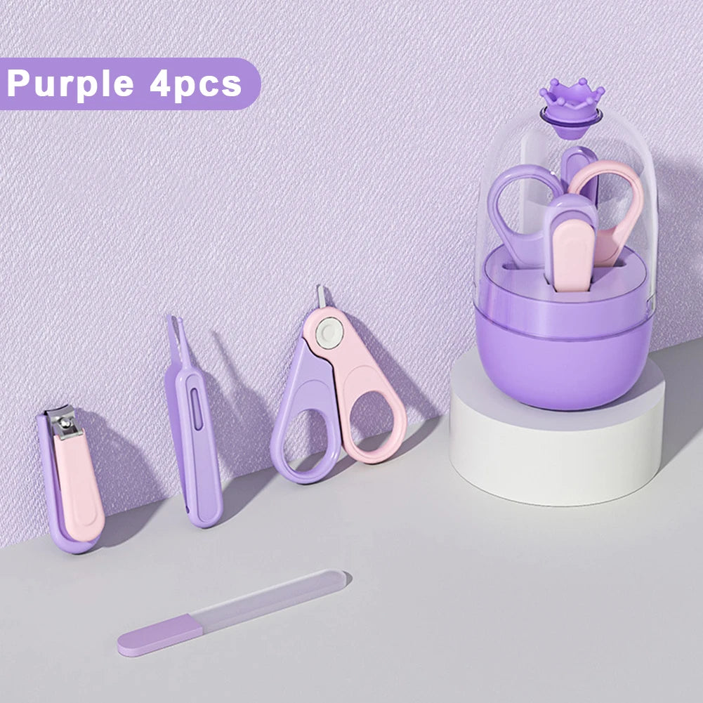 Children Manicure Kit Baby Nail Scissor Baby Nail Care Tool Set Kid Safe Portable Nail Clipper Trimmer File Tweezer with Box