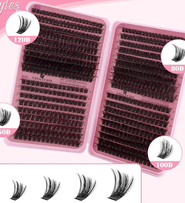 MJ 640pcs 30D/40D/50D/60D Individual Lashes Book Clusters Extensions False Eyelash DIY at Home Cluster Eyelash Extensions Makeup