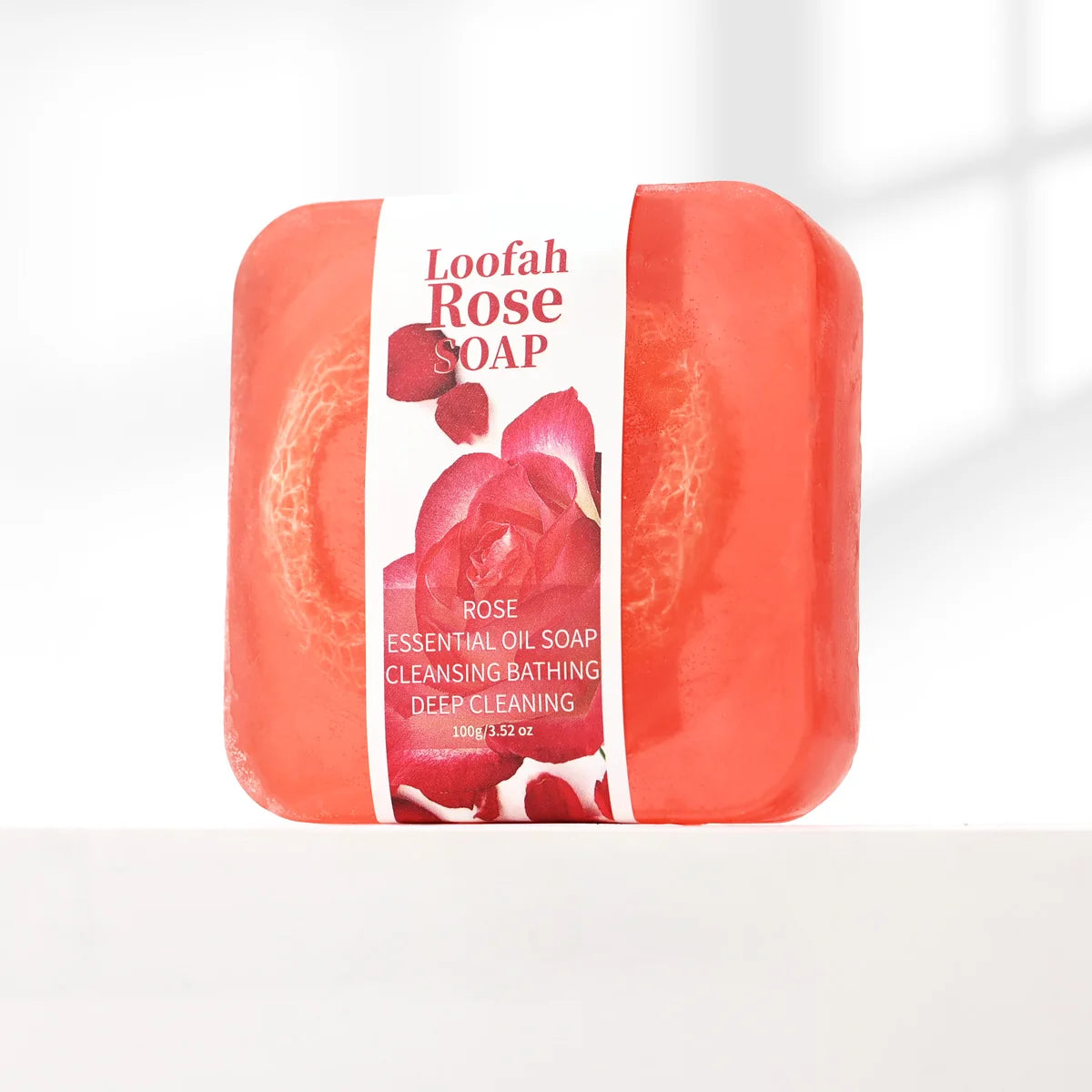 S+100g Natural Organic Rose Silk Gourd Network Oil Soap Lemon Whitening Face Body Wash Bar Loofah Soap