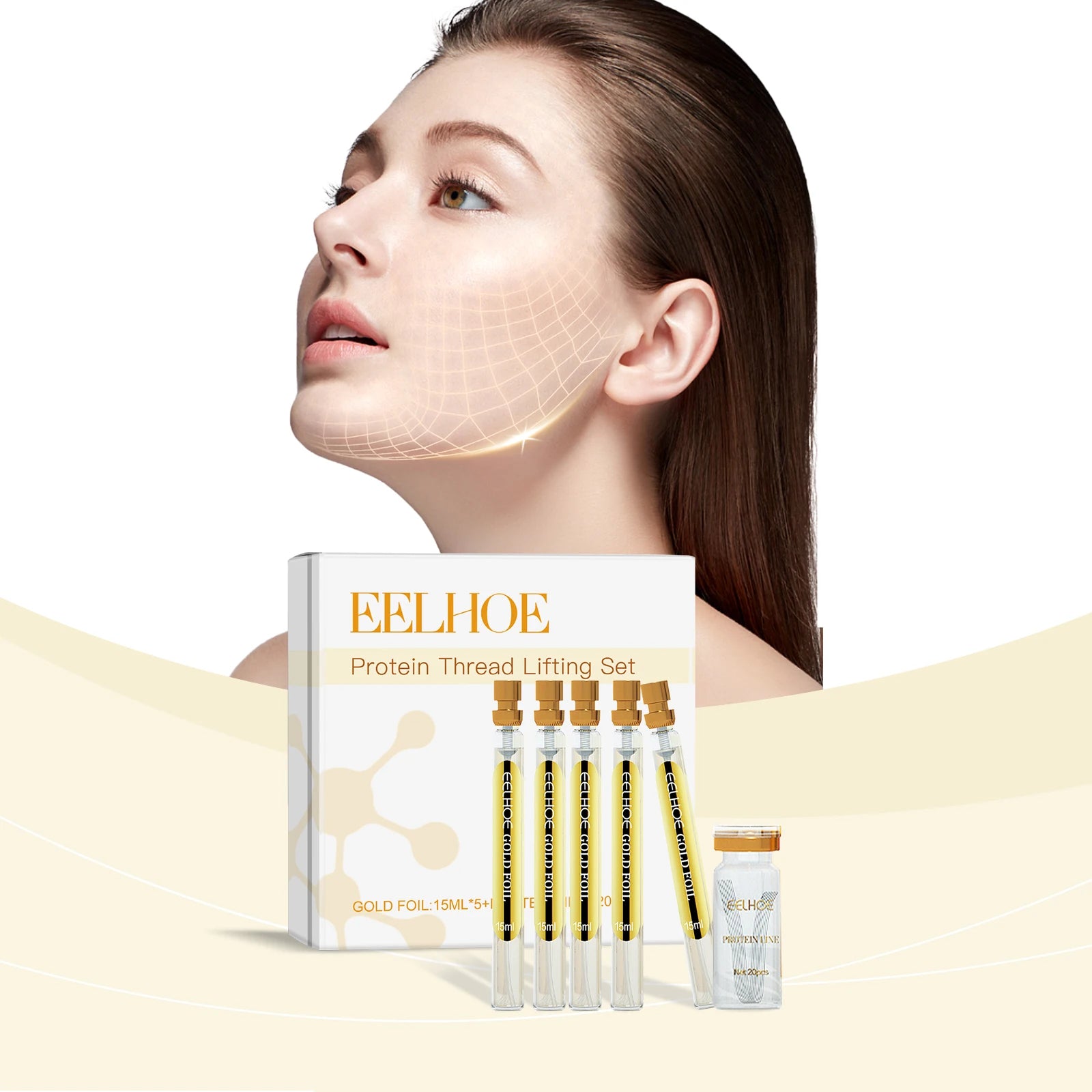 Protein Thread Lifting Set Fade Fine Lines Wrinkle Absorbable Protein Threads Collagen Face Filler Firming Moisturizing Serum