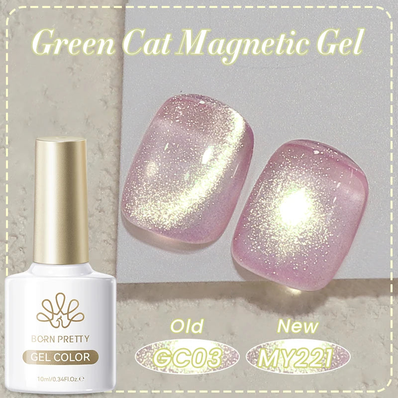 BORN PRETTY 10ml Cat Magnetic Gel Sparkling Ultra Gold Glitter Soak Off UV LED Gel Nail Art Varnish Manicure Valentine's Day