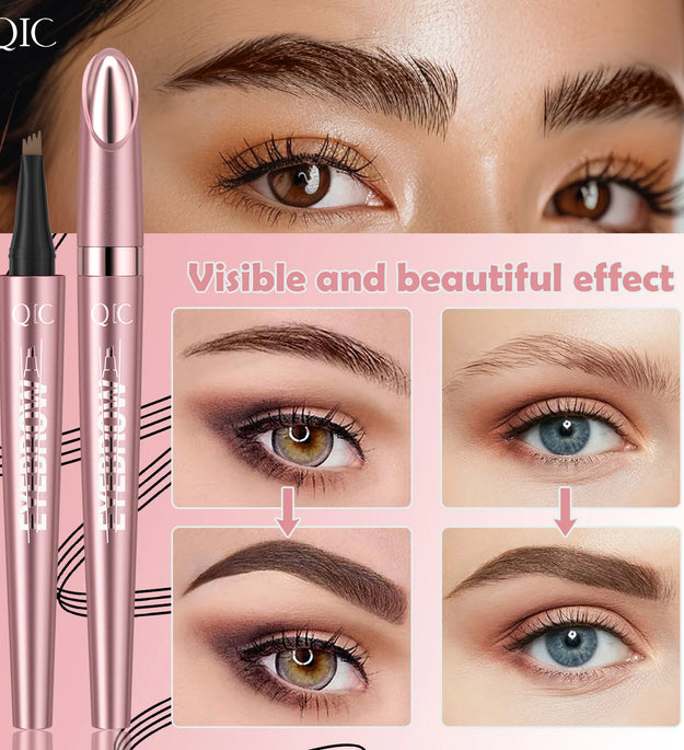 4 Fork Tip Eyebrow Pencil 3D Microblading Waterproof Dark Brown Natural Colour Fine Stroke Magic Eyebrow Pencil 2024 New Ladies