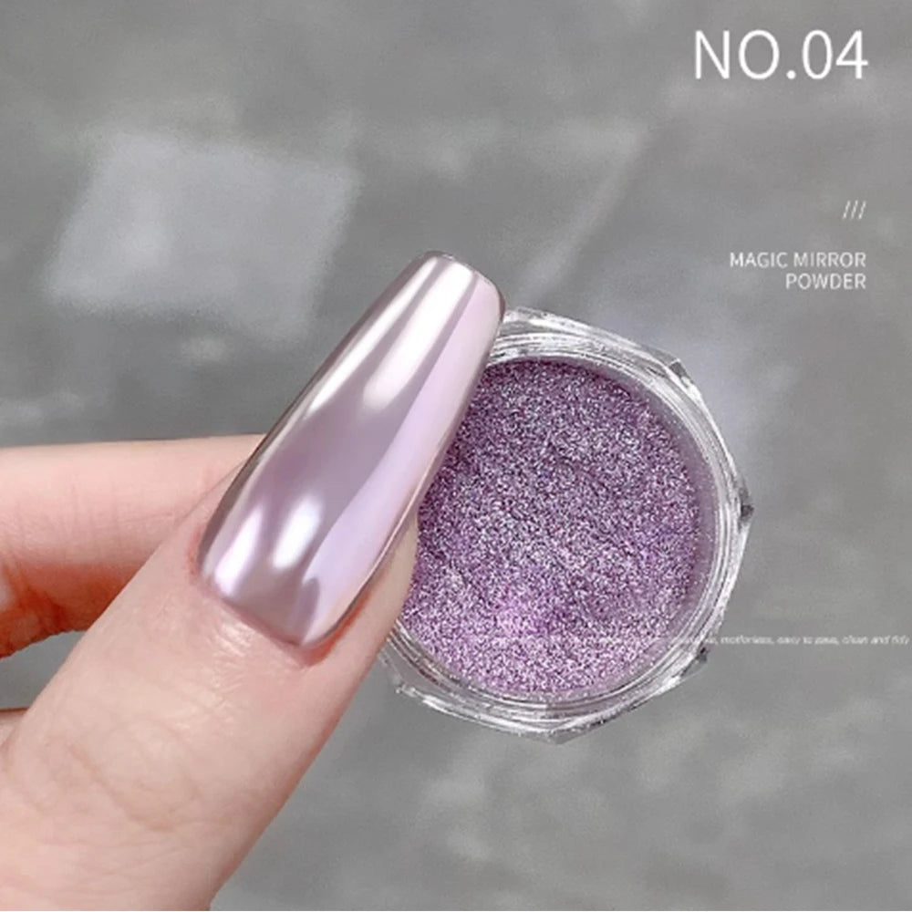 1Jars High-Gloss Plating Aurora Mirror Nail Powder Net0.5g Moonlight Pearl White Rubbing Powder Super-Shiny Manicure Chrome Dust