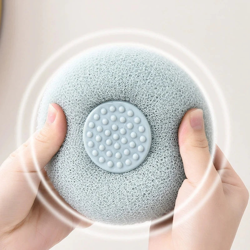 Exfoliating Bath Loofah Sponge with Suction Cup, Deep Cleansing Body Scrubber for Shower, Reusable Back Strap for Men & Women